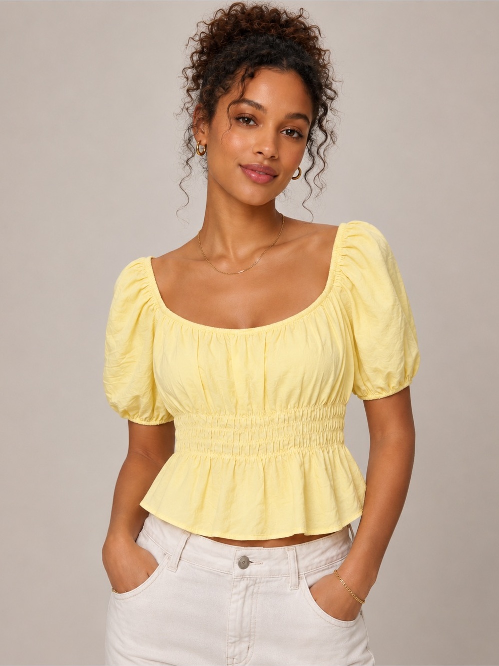 NWT Lush Puff Sleeve Crop Top